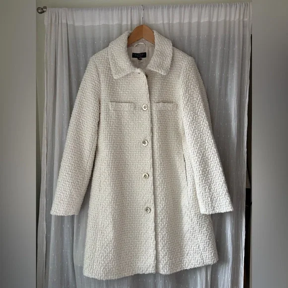Laundry By Shelli Segal Cream Textured Teddy Jacket - Picture 2 of 7
